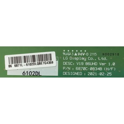 T-CON PARA TV LG / NUMERO DE PARTE 6871L-6102D / 6870C-0834B / MODELOS 86QNED90UPA / 86QNED80UQA / 86QNED90UPA.AUSYLJR / 86QNED80UQA.BUSYLKR / 86NANO75UPA / 86NAN075UPA / 86NANO90UPA / 86NAN090UPA / 86NANO75UPA.BUSYLKR / 86UP8770PUA / 86UQ7070ZUD.BUSYLKR - Imagen 2